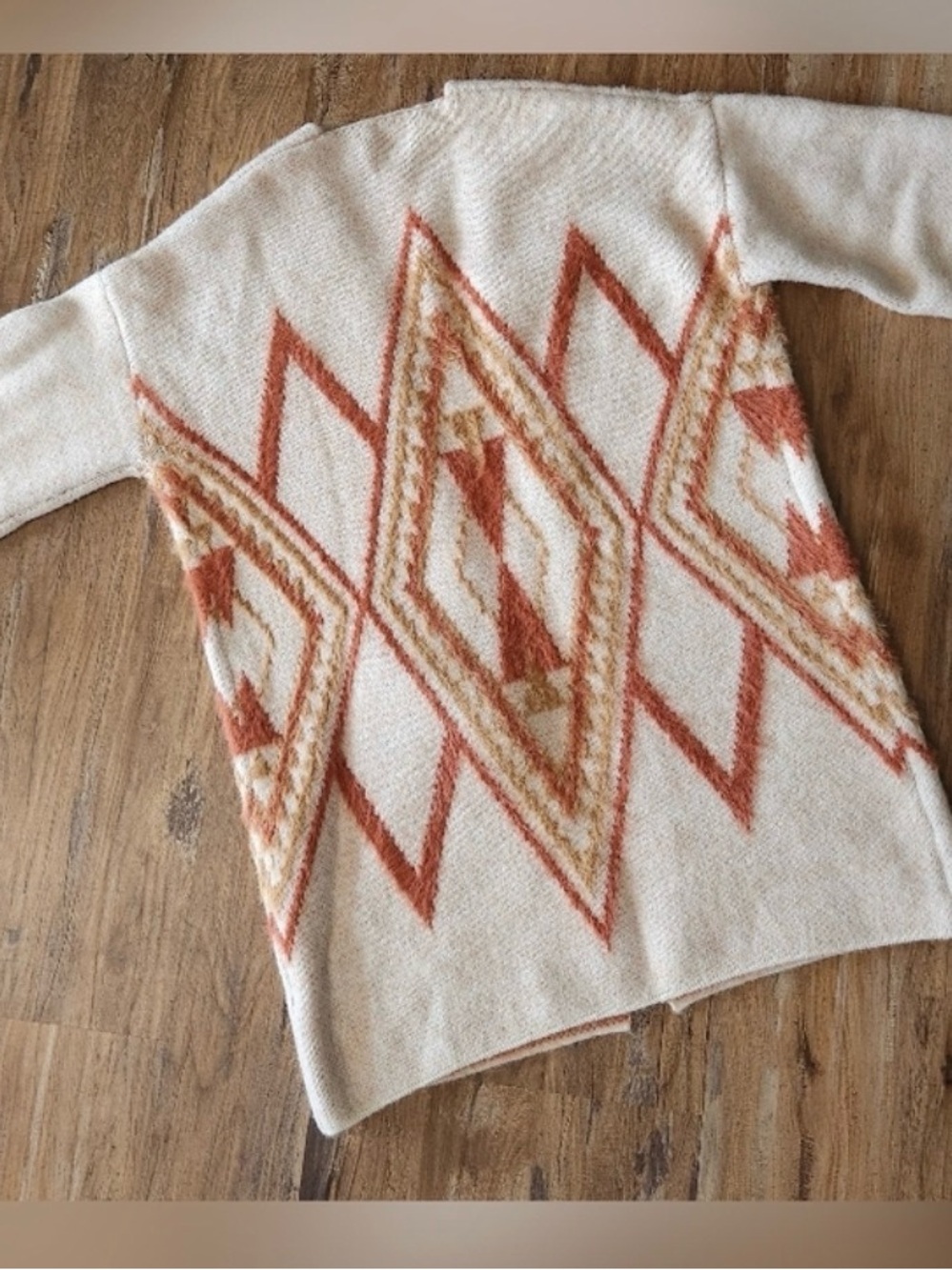 JODIFL Cream & Rust Aztec Open-Front Cardigan - Picture 2 of 7